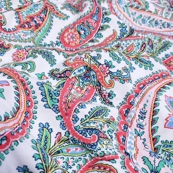 CHAPS White Blue Green Paisley Boho Top M - Picture 5 of 11